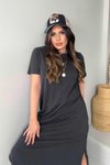 Antrasit Oysh Model Basic Midi Elbise