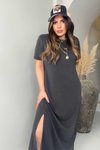 Antrasit Oysh Model Basic Midi Elbise