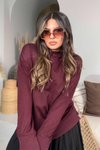Bordo Basic Mini Yan Yırtmaçlı Sweatshirt