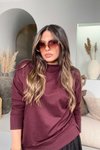 Bordo Basic Mini Yan Yırtmaçlı Sweatshirt