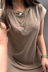 Camel Oysh Model Vatkalı Midi Elbise