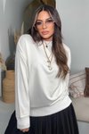 Ekru Basic Mini Yan Yırtmaçlı Sweatshirt