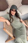 Haki Oysh Model Basic Midi Elbise