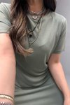 Haki Oysh Model Basic Midi Elbise