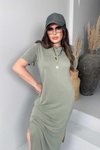 Haki Oysh Model Basic Midi Elbise