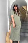 Haki Oysh Model Basic Midi Elbise