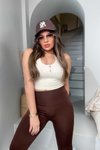 Krem Mayo Kumaş Silikon Baskı Crop