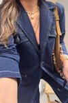 Lacivert Dikiş Detay Jean Blazer Ceket
