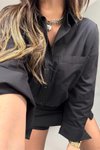 Siyah Zr Basic Poplin Gömlek