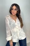 Taş Şerit Biye Nakışlı Pamuk Gömlek