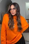 Turuncu Basic Mini Yan Yırtmaçlı Sweatshirt