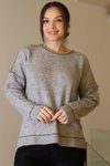 Gri Bisiklet Yaka Örgü Bluz