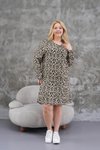 Leopar Büyük Beden Desen Yazlık Midi Mini Elbise