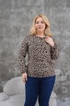 Leopar Büyük Beden Uzun Kol Yazlık Desen Bluz Tunik Gömlek