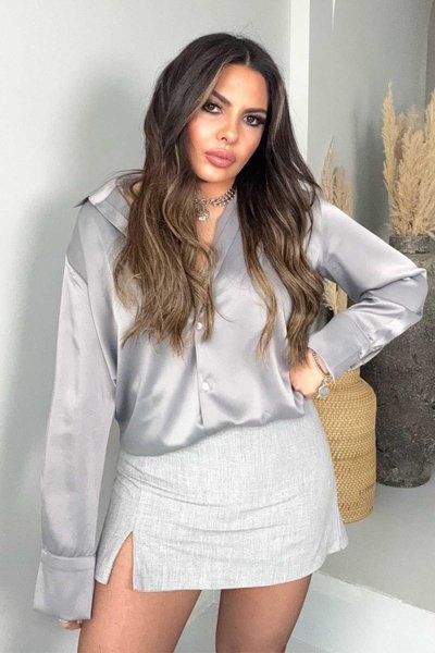 Gray Slit Mini Skort