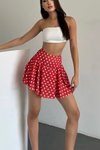 Kırmızı Puantiyeli Yüksek Bel – Şık Ve Rahat Modeli Mini Şort Etek