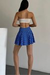 Mavi Puantiyeli Yüksek Bel – Şık Ve Rahat Modeli Mini Şort Etek