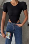 Siyah Kısa Kol Bodysuit