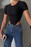 Siyah Kısa Kol Bodysuit