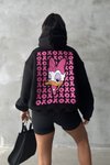 Siyah Xox Desenli Sweatshirt
