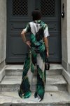 Yeşil Saten Desenli Takım