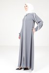 Gri Biye Detaylı Ferace