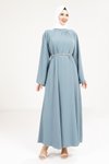 İndigo Taş Kemerli Elbise