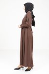 Kahve Pileli Elbise