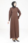 Kahve Pileli Elbise