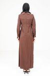Kahve Pileli Elbise