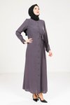 Koyu Gri Düğmeli Elbise