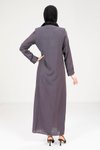 Koyu Gri Düğmeli Elbise