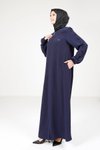 Lacivert Kolu Düğme Detaylı Ferace