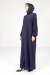 Lacivert Kolu Düğme Detaylı Ferace