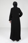 Siyah Kolu Düğme Detaylı Ferace