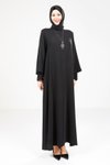 Siyah Kolu Taşlı Kolyeli Elbise