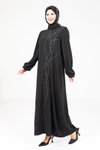 Siyah Omuz Pileli Elbise
