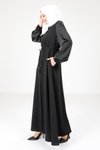 Siyah Saten Detaylı Ferace