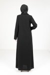 Siyah Yandan Bağlama Detaylı Ferace