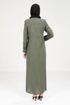 Yeşil Düğmeli Elbise