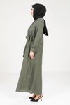 Yeşil Düğmeli Elbise