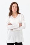 Ekru V Yaka Fitilli Bluz