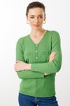 Yosun Yeşil V Yaka Fitilli Bluz