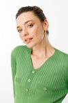 Yosun Yeşil V Yaka Fitilli Bluz