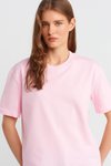 Açık pembe Sıfır Yaka Kısa Kollu Pembe T-shirt