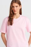 Açık pembe Sıfır Yaka Kısa Kollu Pembe T-shirt
