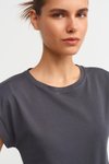 Antrasit Sıfır Yaka Kısa Kollu T-shirt