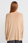 Bej Sıfır Yaka Uzun Kollu T-shirt