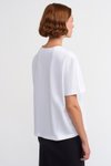 Beyaz Sıfır Yaka Kısa Kollu T-shirt