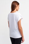 Beyaz Sıfır Yaka Kısa Kollu T-shirt